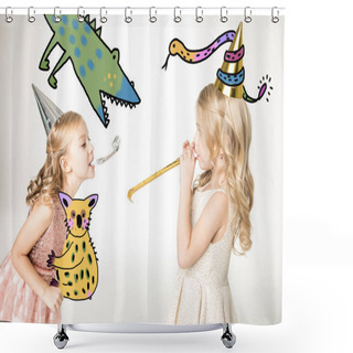 Personality  Cute Girls In Cone Hats Shower Curtains