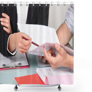 Personality  Business Discussing A Document Shower Curtains