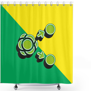 Personality  Atom Green And Yellow Modern 3d Vector Icon Logo Shower Curtains