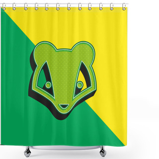 Personality  Badger Green And Yellow Modern 3d Vector Icon Logo Shower Curtains