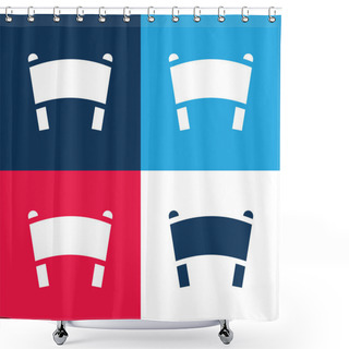 Personality  Banner Blue And Red Four Color Minimal Icon Set Shower Curtains