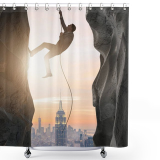 Personality  Businessman Overcoming Challenges In Business Concept Shower Curtains