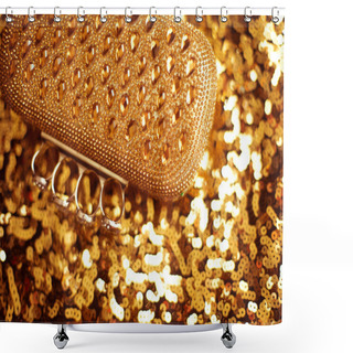 Personality  Fashion Golden Womens Accessory. Luxurypurse On Yellow Sequins S Shower Curtains