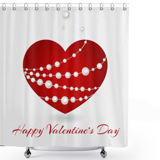 Personality  Vector Greeting Card With Heart For Valentine's Day. Shower Curtains
