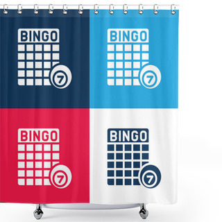 Personality  Bingo Blue And Red Four Color Minimal Icon Set Shower Curtains
