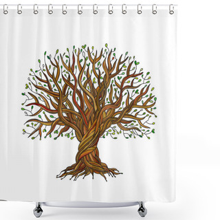Personality  Big Tree With Roots For Your Design Shower Curtains
