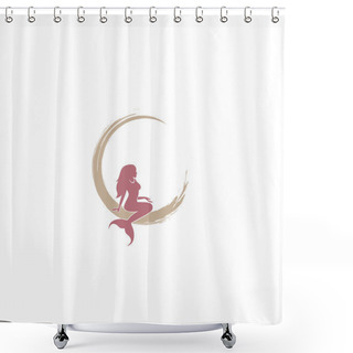 Personality  Mermaid Logo Icon Design, Vector Illustration. Mermaid Vector Silhouette Illustration. Mermaid Tail  Logo Vector. Shower Curtains
