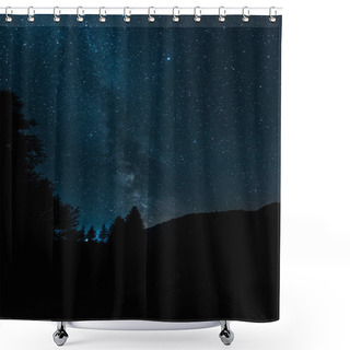Personality  Milky Way On Blue Sky In Woods At Night  Shower Curtains