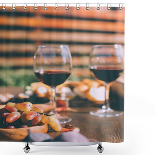 Personality  Red Wine And Bowl Of Grapes  Shower Curtains