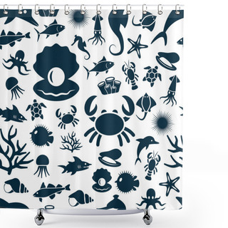 Personality  Sealife Seamless Pattern Shower Curtains
