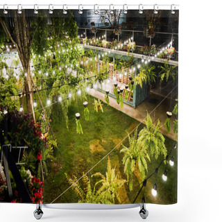 Personality  Tungsten Light Line Was Decorated In The Container Garden At Night. Shower Curtains