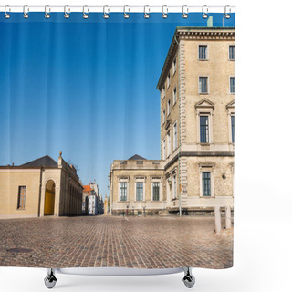 Personality  Empty Square With Pavement And Historical Buildings In Pavement, Denmark Shower Curtains