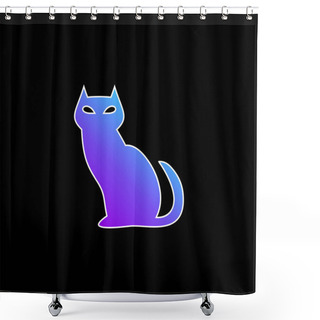 Personality  Black Evil Cat Blue Gradient Vector Icon Shower Curtains