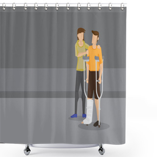 Personality  Helping An Injured Man Vector Illustration Shower Curtains