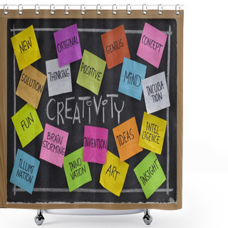 Personality  Creativity Word Cloud On Blackboard Shower Curtains