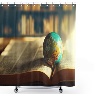 Personality  World Globe On  Book. Education School Concept Shower Curtains