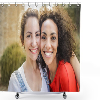 Personality  Portrait Of Smiling Friends Shower Curtains