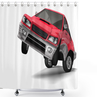 Personality  Expressive Red Car Portrait Shower Curtains