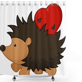 Personality  Vector Illustration Of A Hedgehog With A Heart In Its Spines Isolated On White Background Shower Curtains