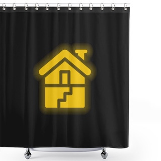 Personality  Basement Yellow Glowing Neon Icon Shower Curtains