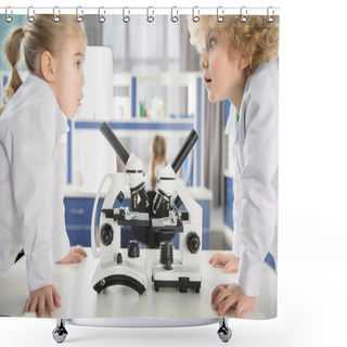 Personality  Schoolchildren Using Microscopes     Shower Curtains