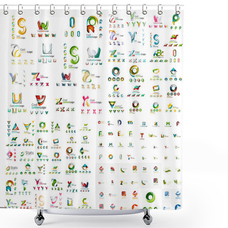 Personality  Logo Mega Collection, Abstract Geometric Business Icon Set Shower Curtains