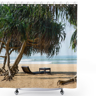 Personality  Sunbed On Sandy Beach Shower Curtains