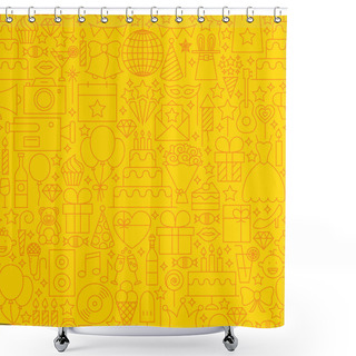 Personality  Birthday Yellow Line Tile Pattern Shower Curtains