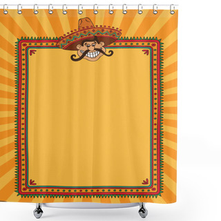 Personality  Frame With Head Of Mexican Man Shower Curtains