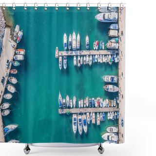 Personality  Boats In The Marina Shower Curtains