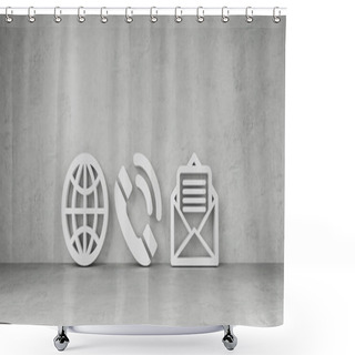 Personality  Big Contact Icons In Modern Interior 3D Rendering Shower Curtains