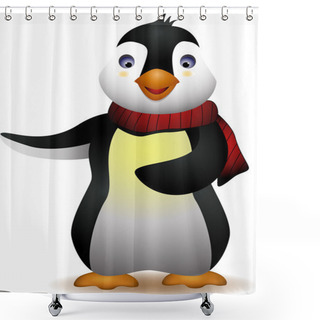 Personality  Cute Penguin Cartoon Shower Curtains