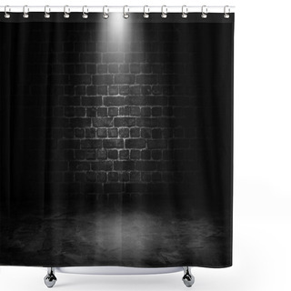 Personality  Abstract Image Of Spot Lighting With Black Brick Wall In Background. Shower Curtains