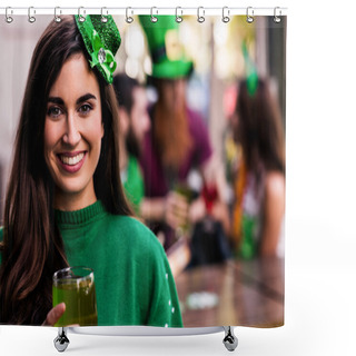 Personality  Woman Celebrating St Patricks Day Shower Curtains