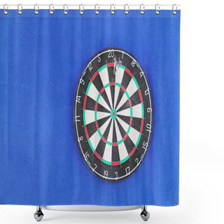 Personality  Round Dartboard With Numbers And With Javelins On Blue Wall  Shower Curtains