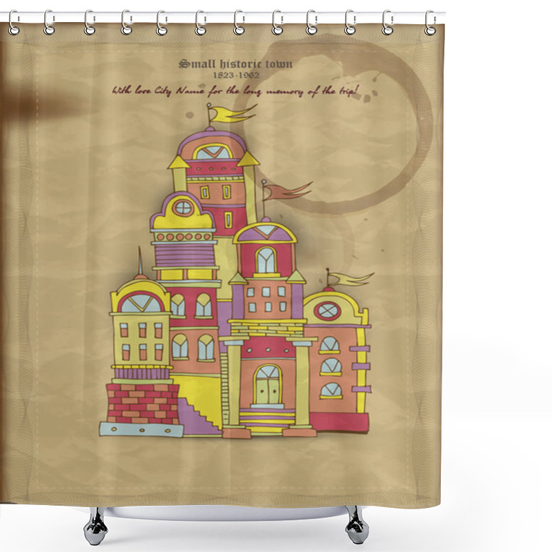 Personality  Small Historic Town Illustration Shower Curtains