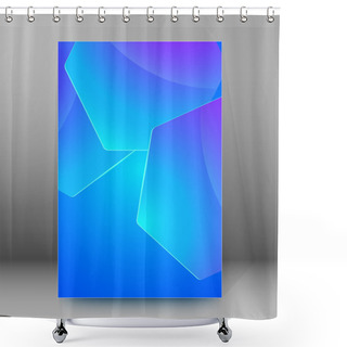Personality  Blue Hexagon Pattern Cover Page Booklet Layout Shower Curtains