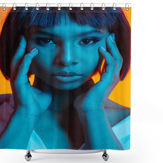 Personality  African American Woman With Hands On Face Shower Curtains