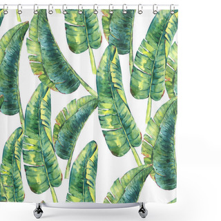 Personality  Natural Illustration, Watercolor Seamless Pattern Of Leaves Shower Curtains