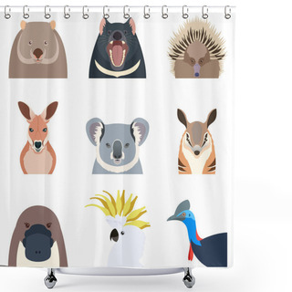 Personality  Australian Animals Flat Icons Shower Curtains