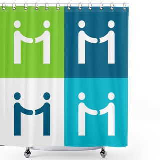 Personality  Agreement Flat Four Color Minimal Icon Set Shower Curtains