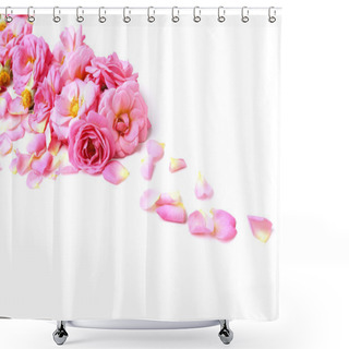Personality  Beautiful Pink Rose Petals Isolated On White Shower Curtains