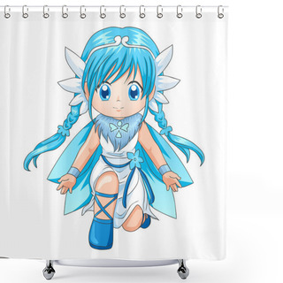 Personality  Chibi Style Illustration Of A Super-heroine Shower Curtains