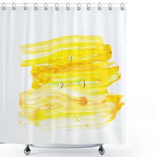 Personality  Abstract Painting With Bright Yellow Strokes On White  Shower Curtains