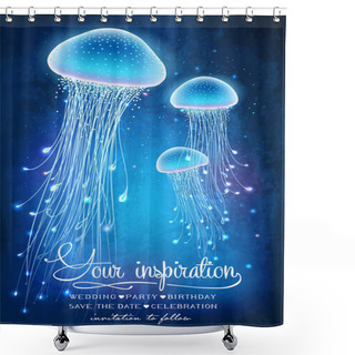 Personality  Magic Glowing Jellyfish Underwater Shower Curtains