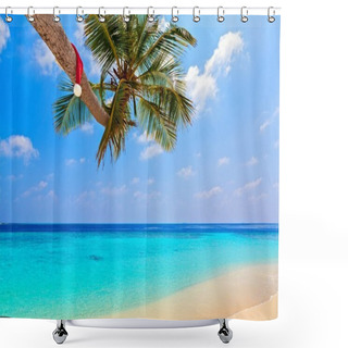 Personality  Santa Hat Is On A Beach Shower Curtains