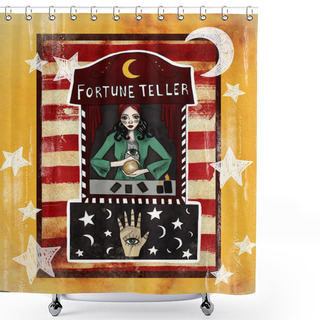Personality  Fortune Teller. Circus Vintage Poster Shower Curtains