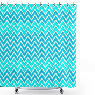 Personality  Zigzag Vector Seamless Pattern. Light Blue Abstract Geometric Ch Shower Curtains