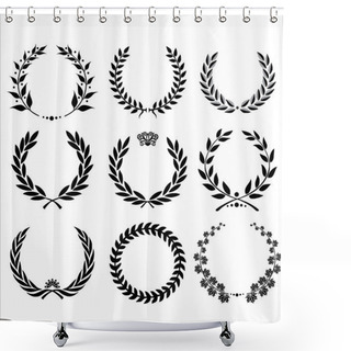 Personality  Set Of Laurel Wreaths Shower Curtains