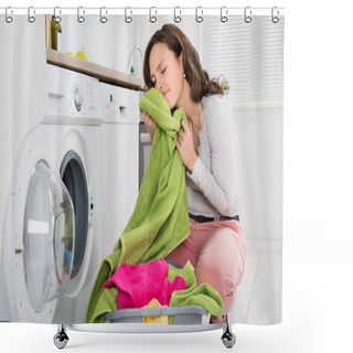 Personality  Woman Crouching With Clothes Shower Curtains
